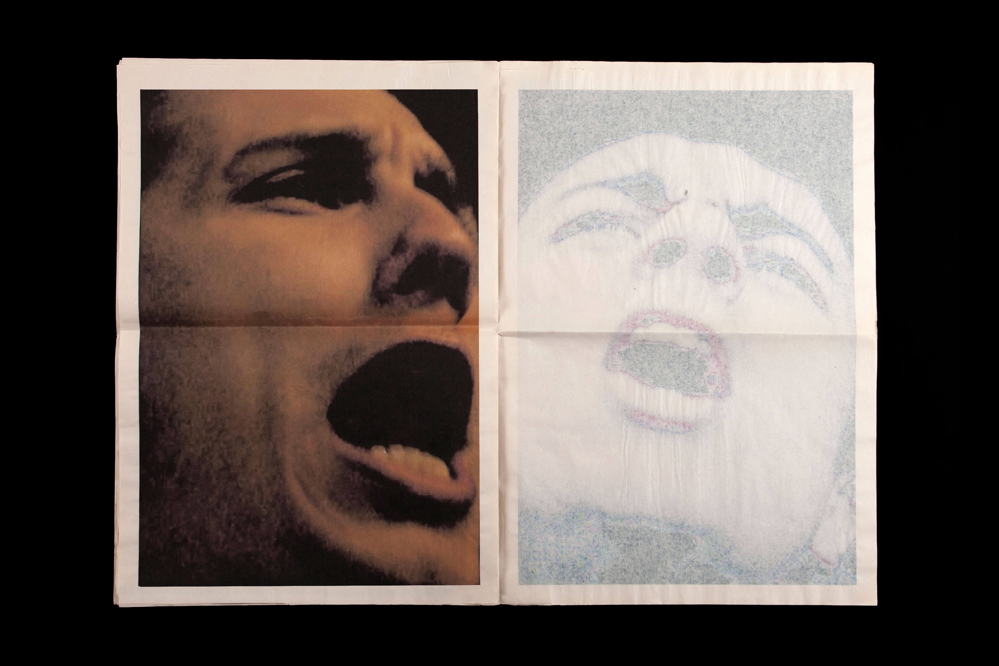 Double page journal, portraits des Ultra Boyz 90, Quart de virage nord-ouest, HEAR Strasbourg - © Eva Lambert