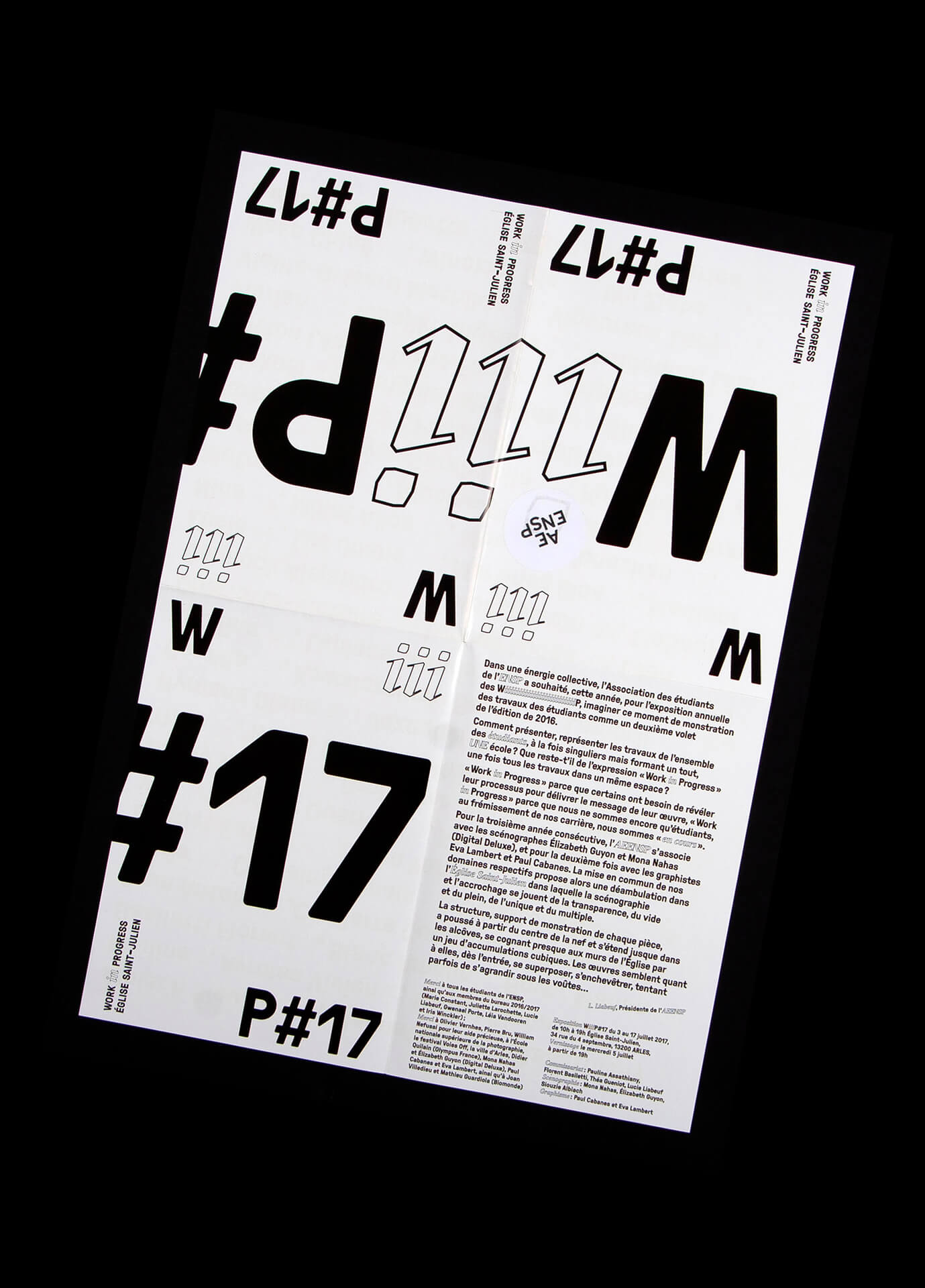 Dépliant exposition, Exposition Wip#17, AE ENSP Arles - © Eva Lambert & Paul Cabanes